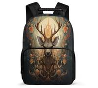 TPISLI Reindeer Theme School Backpack for Students School Years 1-4 Deer Rucksack Ages 6-10 Children, Side Pockets Adjustable Straps Daily Essentials