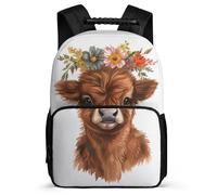 TPISLI Rucksack Boys Highland Cow School Back Pack Children Kids Nylon And Felt Back Pack Animal Bull Print School Bag for Girls Elementary Students
