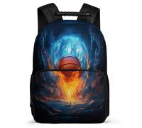 TPISLI Rucksack Fire Basketball Backpack for Boys Age 10-16 Cool Bag With Basketball for Girls Teen Kids Elementary School Large Shoulder Bookbag Travel Bag