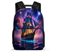 TPISLI Sailboat Bookbag for Kids and Teens Primary School Ocean Boat Motif Daypack Primary Age 6-11 Boys Girls, 1680D Fabric Side Pockets Outdoor Day Trips