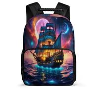 TPISLI Sailboat Daypack Primary School for Students 8-12 Years Boat Motif Rucksack Kids and Teens, Padded Back Adjustable Straps Back to School Gift