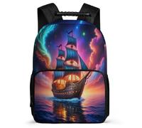 TPISLI Sailboat Ocean Backpack for Kids and Teens Primary Age 6-11 Boat Motif Rucksack for Girls Year 3-6, Soft Felt Details Padded Back Outdoor Day Trips