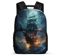 TPISLI Sailboat Rucksack Primary Classes for Kids and Teens 8-12 Years Pirate Ship School Bag Boys, Sturdy Handle Soft Felt Details Daily Essentials