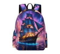 TPISLI Sailboat School Bag for Boys Girls School Years 6-10 Backpack Ocean Boat Motif Rucksack for Year 7-10 Study, Practical Outdoor Rucksack for Outdoor Trips and Classes