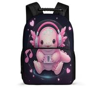 TPISLI Salamander School Backpack for Students School Years 1-4 Axolotl Rucksack Ages 6-10 Children, Side Pockets Adjustable Straps Daily Essentials