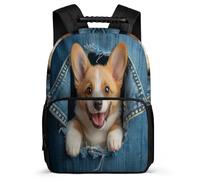 TPISLI School Back Pack Girls Cute Corgi Puppy Rucksack for Kids Schoolbag with Adjustable Shoulder Strap Casual Daypack for Primary Outdoor Bag Dog Print Bookbag