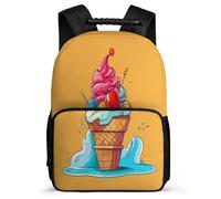 TPISLI School Back Pack Girls Ice Cream Pattern Rucksack for Kids Schoolbag with Adjustable Shoulder Strap Casual Daypack for Primary Outdoor Bag Food Print Bookbag