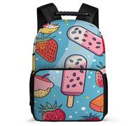 TPISLI School Back Pack Girls Strawberry Ice-Cream Print Rucksack for Kids Schoolbag with Adjustable Shoulder Strap Casual Daypack for Primary Outdoor Bag Food Theme Bookbag