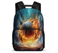 TPISLI School Back Pack Ice And Fire Basketball Bookbag for Girls Boys Backpack With Pocket Fashion Bagpack Basketball School Bag Kids