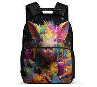 TPISLI School Back Pack Pig for Kids Girls Schoolbag with Adjustable Shoulder Strap Casual Daypack for Primary Outdoor Rucksack Colourful Piglet Bookbag