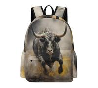 TPISLI School Backpack Bison Cow Children Boys Girls Rucksack Cow Buffalo 7-12 Years Old Book Bag for Year 3-6 Study, Trendy 11.6 Inch Laptop Daypack for Daily Lessons and Weekend Travel