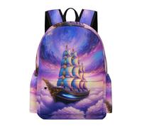 TPISLI School Backpack Boat Motif Boys and Girls Rucksack Aerial Sailboat School Years 4-8 Book Bag for Books and Travel, Durable 15.6 Inch Laptop Backpack for Study Days and Travel