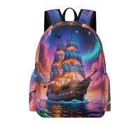 TPISLI School Backpack Boat Pattern Boys and Girls Rucksack Sailboat School Years 4-8 Book Bag for Books and Travel, Durable 15.6 Inch Laptop Backpack for Study Days and Travel