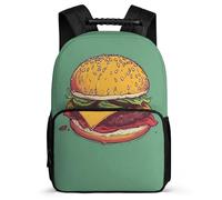 TPISLI School Backpack Burger Print Bookbag for Teenage Boys Primary Rucksack with Food Pattern Bag Girls Rucksack Elementary Daypack Satchel
