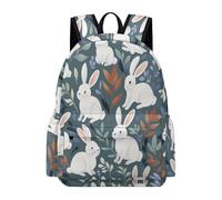 TPISLI School Backpack Cute Rabbit Boys and Girls Rucksack Animal Bunny Ages 7-11 Book Bag for Year 3-6 Study, Durable 13.3 Inch Laptop Rucksack for Autumn Trip and Study Days