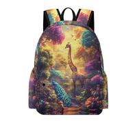TPISLI School Backpack for Boys, Casual Beautiful Peacock Giraffe Rucksack, Travel School Bags for Girls, Lightweight Rucksack Animal Bookbag, College Backpack Travel