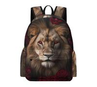 TPISLI School Backpack for Boys, School Bags with Lion Illustration, Teenagers Animal Design Backpack for Primary Girls Hiking, Travel