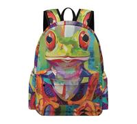 TPISLI School Backpack Funny Frog Kids Teens 8-15 Rucksack Animal Pattern Book Bag for Study Days, Durable Daypack for Daily Study and Weekend Use and Everyday Lessons