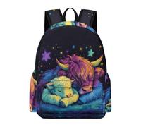 TPISLI School Backpack Highland Cattle Kids Teens 8-15 Rucksack Animal Motif Book Bag for Study Days, Durable Daypack for Daily Study and Weekend Use and Everyday Lessons