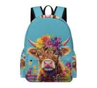 TPISLI School Backpack Highland Cattle Kids Teens 8-15 Rucksack Bull Design Book Bag for Study Days, Durable Daypack for Daily Study and Weekend Use and Everyday Lessons