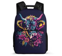 TPISLI School Backpack Highland Cow for Kid, Book Bag with Animal Bull Print for 8-16 Years Old Boy Girl, Elementary Primary School Lightweight Back Pack
