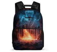TPISLI School Backpack Ice And Fire Basketball Bookbag for Teenage Boys Primary Rucksack with Basketball Bag Girls Rucksack Elementary Daypack Satchel