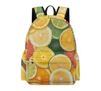 TPISLI School Backpack Lemon Pattern Boys and Girls Rucksack Fruit 7-11 Years Book Bag for Year 3-6 Study, Durable 14 Inch Laptop Bag for Outdoor Trips and Classes