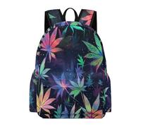 TPISLI School Backpack Marijuana Leaves Boys and Girls Rucksack Plant Printed 7-11 Years Book Bag for Year 3-6 Study, Durable 14 Inch Laptop Bag for Outdoor Trips and Classes