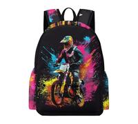 TPISLI School Backpack Motocross Kids Teens 8-15 Rucksack Motorbike Book Bag for Study Days, Durable Daypack for Daily Study and Weekend Use and Everyday Lessons