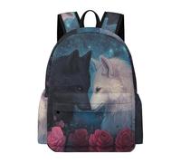TPISLI School Backpack with Couples Wolve for Girls Boys Causal School Bags Teenage Boys Lightweight Travel Backpack Girls Rucksack Animal Wolf Print Bookbag for Kids