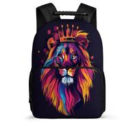 TPISLI School Backpack with Lion Motif Bag Boys 10-15 Years Old, Kid Cute Back Pack Lions Animal King Rucksack Primary School Book Bags Girls Schoolbag with Front Pocket