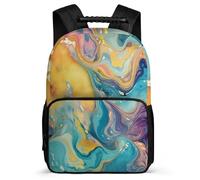 TPISLI School Backpack with Marble Pattern Bag Boys 10-15 Years Old, Kid Cute Back Pack Colourful Rucksack Primary School Book Bags Girls Schoolbag with Front Pocket