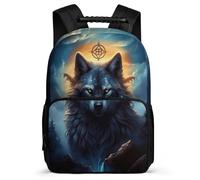 TPISLI School Backpack Wolf for Kid, Book Bag with Animal Wolve for 8-16 Years Old Boy Girl, Elementary Primary School Lightweight Back Pack