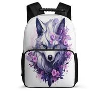 TPISLI School Backpack Wolve for Kid, Book Bag with Animal Wolf for 8-16 Years Old Boy Girl, Elementary Primary School Lightweight Back Pack