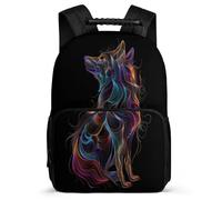 TPISLI School Backpack Wolve for Kid, Book Bag with Animal Wolf for 8-16 Years Old Boy Girl, Elementary Primary School Lightweight Back Pack