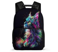 TPISLI School Bag Cat for Children Ages 6-10, Backpack Animal Kitten Illustration for Girls Boys, Durable Rucksack, Soft Felt Details, Short Trips, Everyday Use