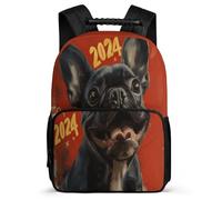 TPISLI School Bag French Bulldog Back Pack for Teenage Boy with Front Pocket Junior Elementary Bookbags Dog Print Rucksack for Girls