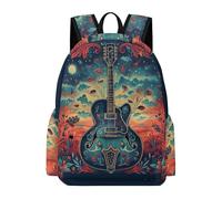 TPISLI School Bag Guitar Design Girls Boys 7-12 Backpack Rucksack Music Lover for Year 3-6 Study, Fashion Travel Bag for Spring Outing and Daily Classes and Daily Book Carry