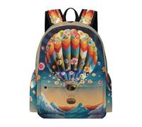 TPISLI School Bag Hot Air Balloon Girls Boys 9-13 Backpack Rucksack Flowers Scenery for Study Days, Stylish Travel Bag for Books, Lessons and Travel and Daily Book Carry