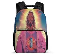 TPISLI School Bag Jesus Christian Design for Boys Girls 7-11 Year Olds, Backpack Jesus Print for Kids, Durable Rucksack, Soft Felt Details, Short Trips, Everyday Use