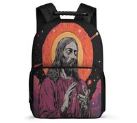 TPISLI School Bag Jesus Print for Boys Girls 7-11 Year Olds, Backpack Jesus Christian Motif for Kids, Durable Rucksack, Soft Felt Details, Short Trips, Everyday Use