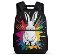 TPISLI School Bag Kawaii Bunny Print for Boys Girls 7-11 Year Olds, Backpack Rabbit Motif for Kids, Durable Rucksack, Soft Felt Details, Short Trips, Everyday Use