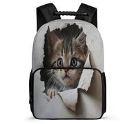 TPISLI School Bag Kitten Back Pack for Teenage Boy with Front Pocket Junior Elementary Bookbags Cat Rucksack for Girls