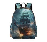 TPISLI School Bag Sailboat Backpack Boys Girls 10-16 Rucksack with Pirate Ship for Year 7-10 Study, Cool Book Bag for Day Trips and Birthday Gift and Daily Book Carry