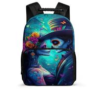 TPISLI School Bag Skull Design for Boys Girls 7-11 Year Olds, Backpack Skeleton Illustration for Kids, Durable Rucksack, Soft Felt Details, Short Trips, Everyday Use