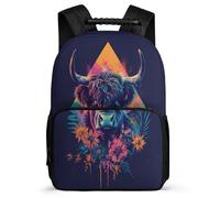 TPISLI School Boy Back Pack Highland Cow Bag 8-16 Years Kids Class 2-6 Stylish Lightweight Girls Rucksack Animal Bull Print Spacious Casual/Picnic/School Bag/Backpack for Children