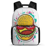 TPISLI School Rucksack Burger Print Book Bag Unisex Primary Boys Schoolbag Food Pattern Backpacks for Girl 8-15 Years Old for Party Bags