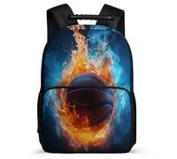 TPISLI School Rucksack Ice And Fire Basketball Book Bag Unisex Primary Boys Schoolbag Basketball Backpacks for Girl 8-15 Years Old for Party Bags