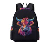 TPISLI School Student Cow Illustration Backpack for Boys 9-13 Years Fashion Durable Large Animal Cattle Schoolbag for Girls Secondary School