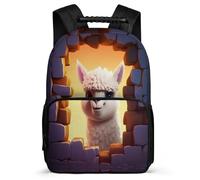 TPISLI Schoolbag Back to School Gifts Cute Alpaca School Backpack for Boy Girl Aesthetic Kids Bookbag Alpaca Animal Back Pack for Elementary Middle Students 15.7inch
